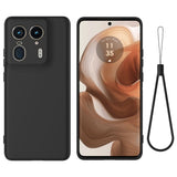 EIDERWOOD Motorola Edge 50 Ultra Liquid Silikon Skal med Rem - Svart