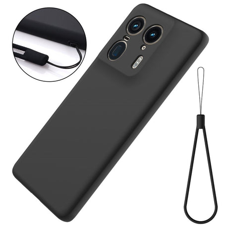 EIDERWOOD Motorola Edge 50 Ultra Liquid Silikon Skal med Rem - Svart