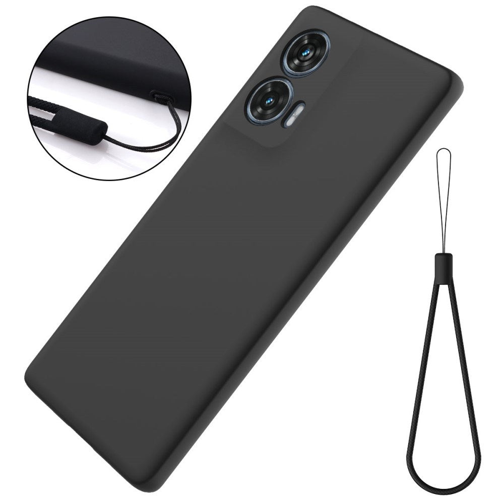 EIDERWOOD Motorola Edge 50 Fusion Liquid Silikon Skal med Rem - Svart