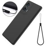 EIDERWOOD Motorola Edge 50 Fusion Liquid Silikon Skal med Rem - Svart