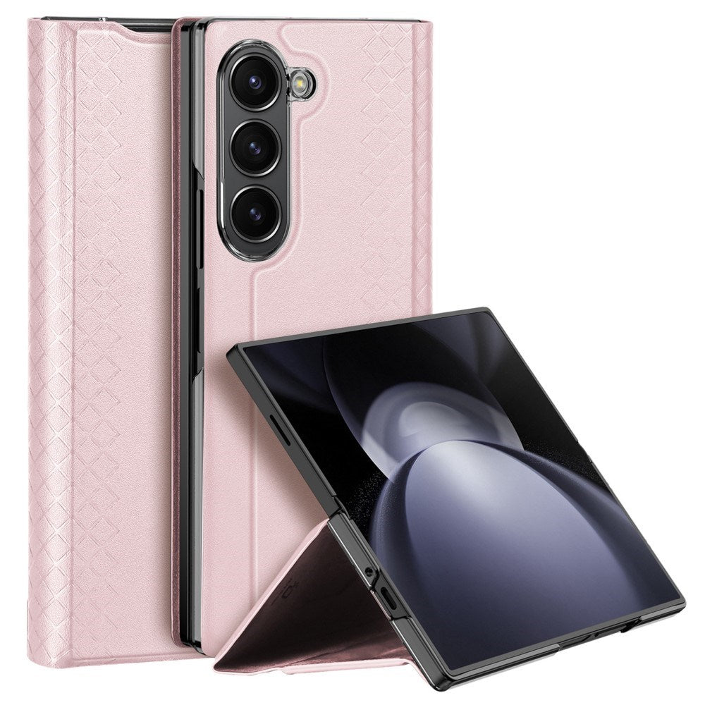 Samsung Galaxy Z Fold6 DUX DUCIS Bril Series Läder Flip Fodral - Rosa