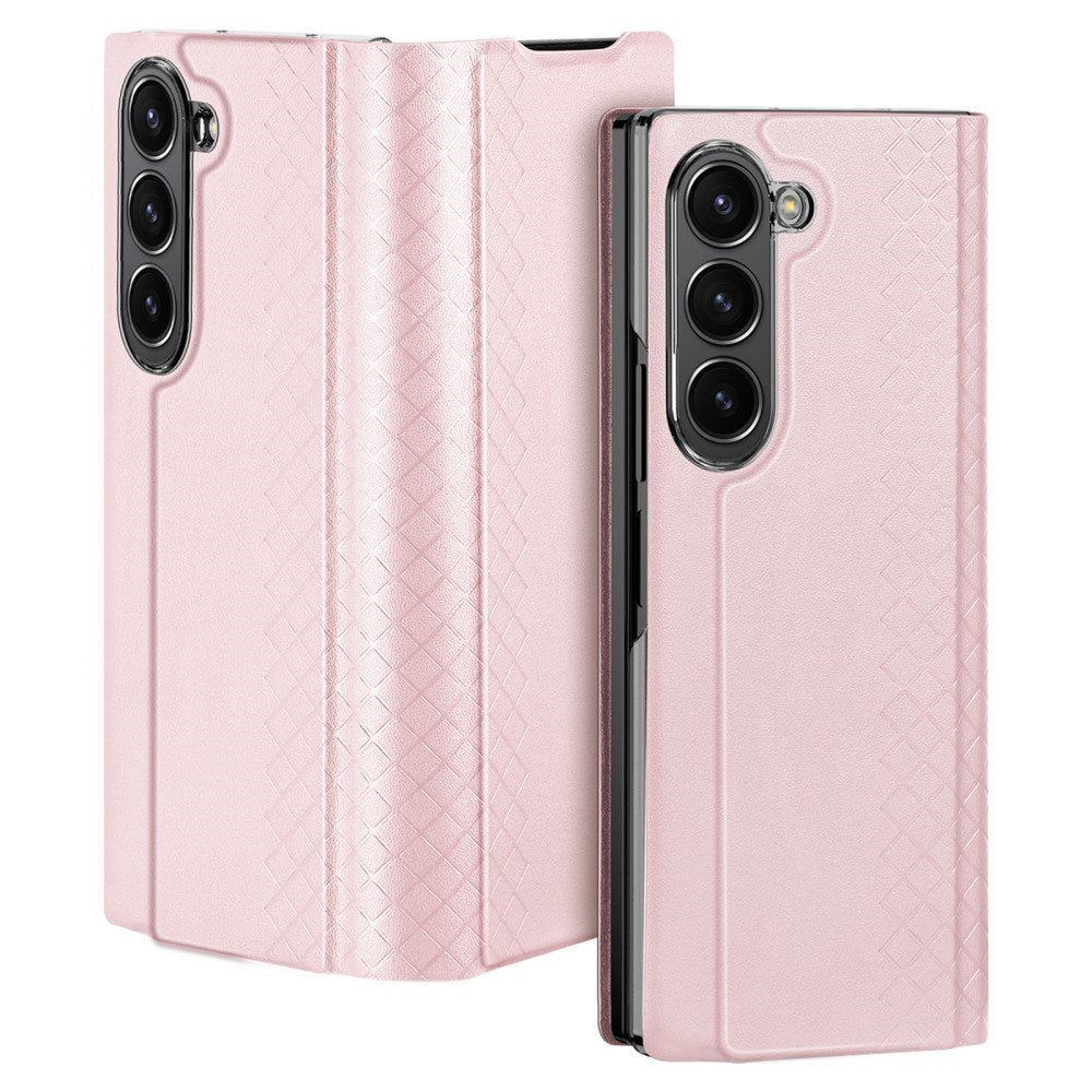 Samsung Galaxy Z Fold6 DUX DUCIS Bril Series Läder Flip Fodral - Rosa