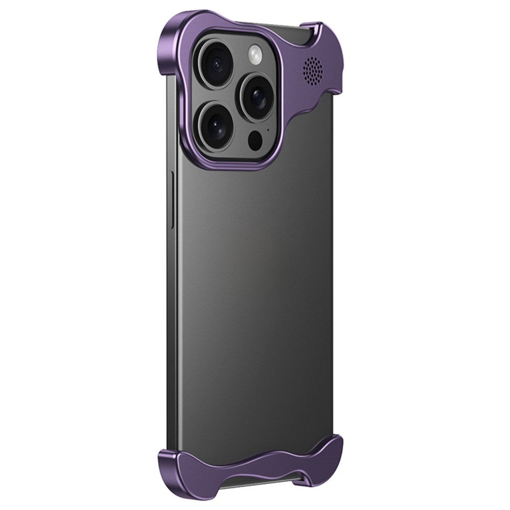 iPhone 15 Pro Tvådelat Metall Bumper Skal - Lila
