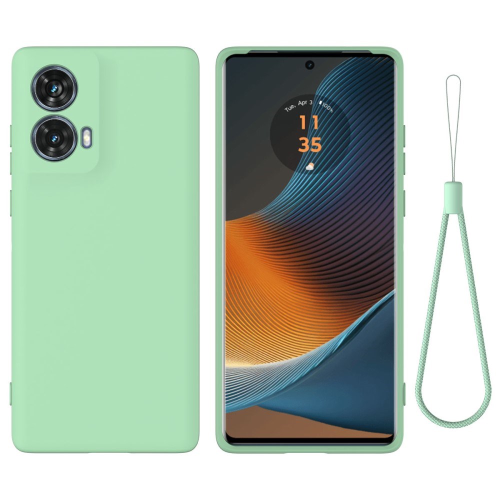 Motorola Moto G85 (5G) Liquid Silikon Skal med Rem - Grön