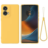 Motorola Moto G85 (5G) Liquid Silikon Skal med Rem - Gul