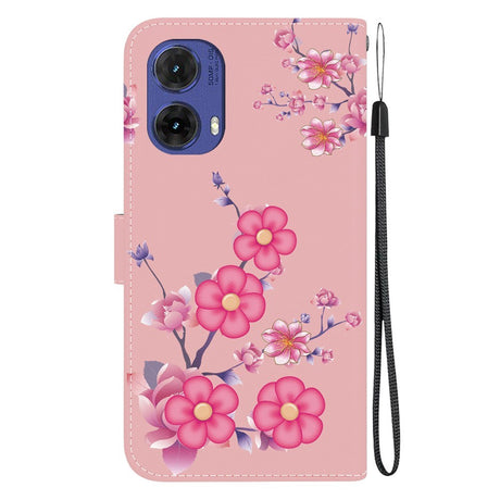 EIDERWOOD Motorola Moto G85 (5G) Konstläder Plånboksfodral med Rem - Rosa Blommor