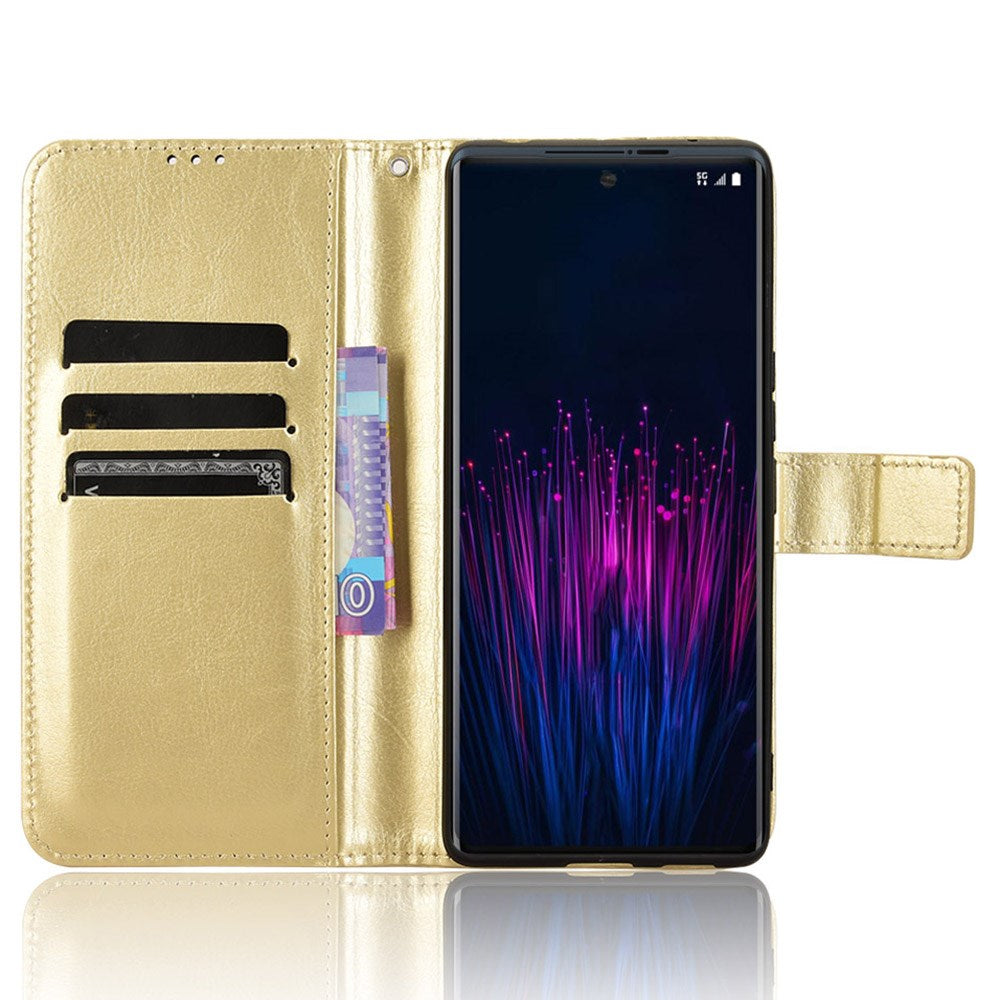 EIDERWOOD HTC U24 Pro (5G) Blank Läder Fodral m. Plånbok & Rem - Guld