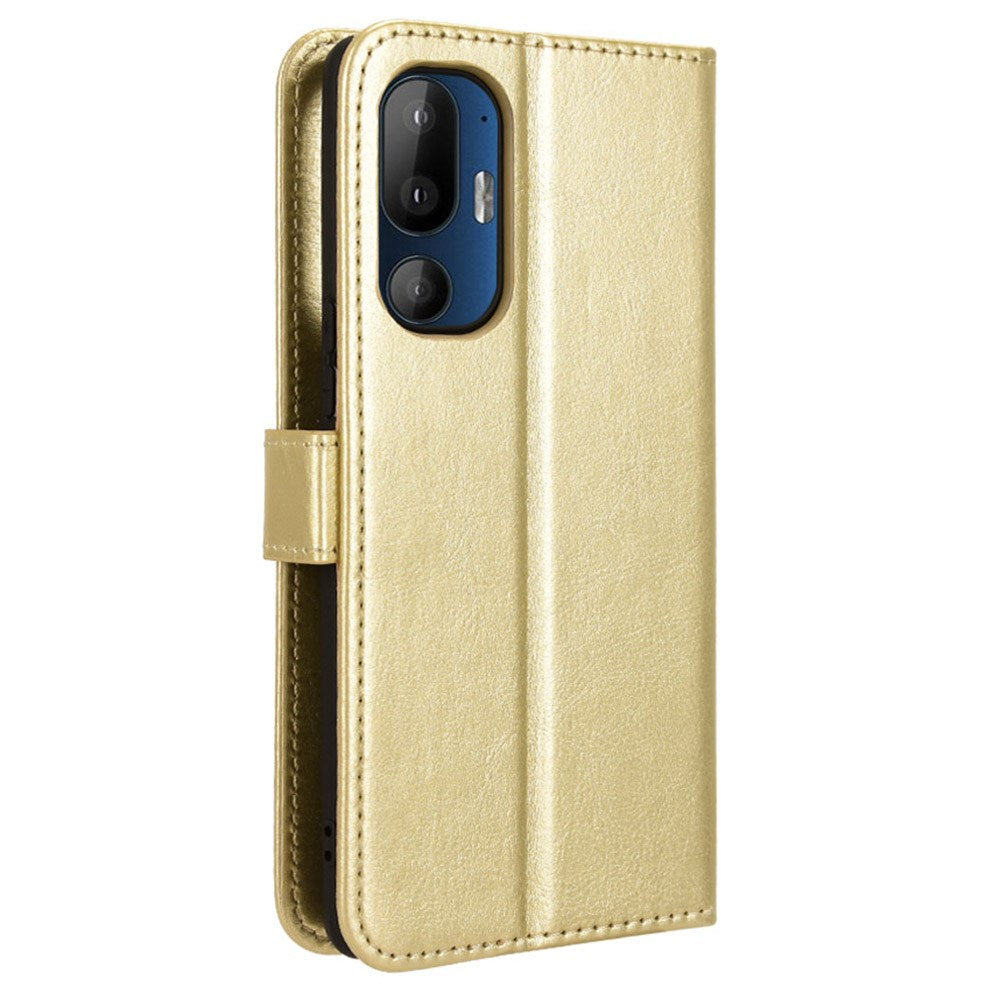 EIDERWOOD HTC U24 Pro (5G) Blank Läder Fodral m. Plånbok & Rem - Guld