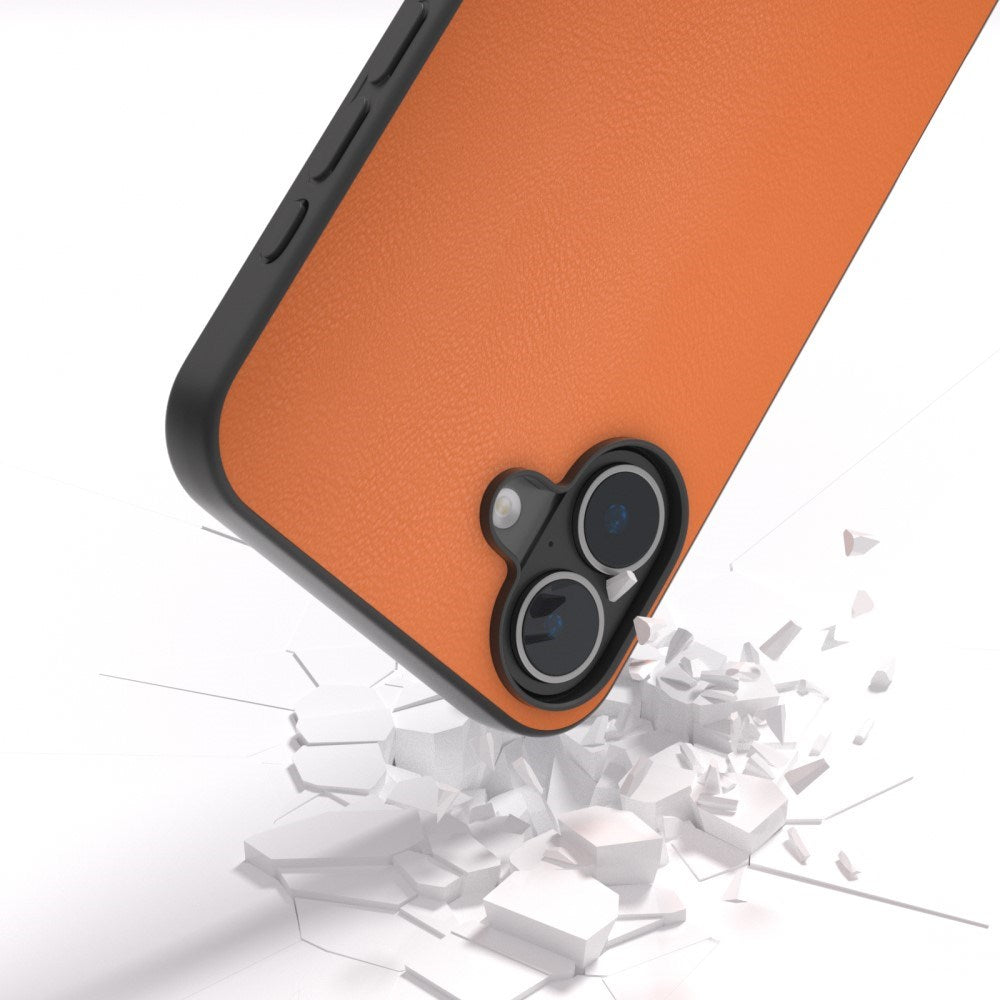 EIDERWOOD iPhone 16 Konstläder Belagd Plastskal - Orange