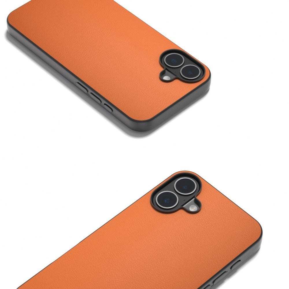 EIDERWOOD iPhone 16 Konstläder Belagd Plastskal - Orange