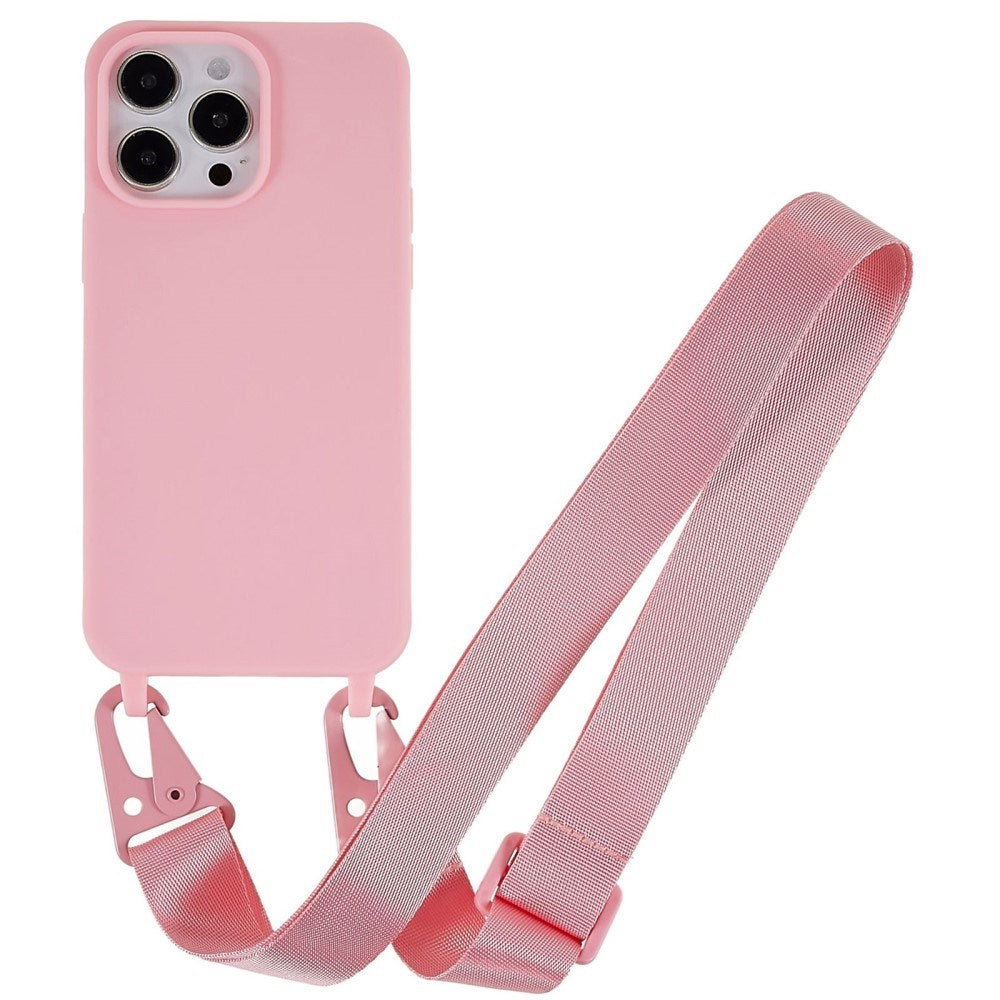 iPhone 16 Pro EIDERWOOD Flexibelt Plast Skal med Rem - Rosa