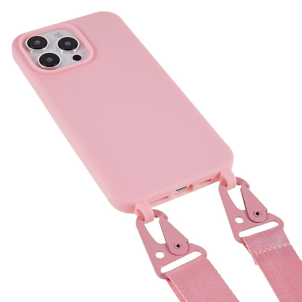 iPhone 16 Pro EIDERWOOD Flexibelt Plast Skal med Rem - Rosa