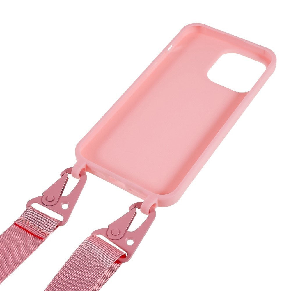 iPhone 16 Pro EIDERWOOD Flexibelt Plast Skal med Rem - Rosa