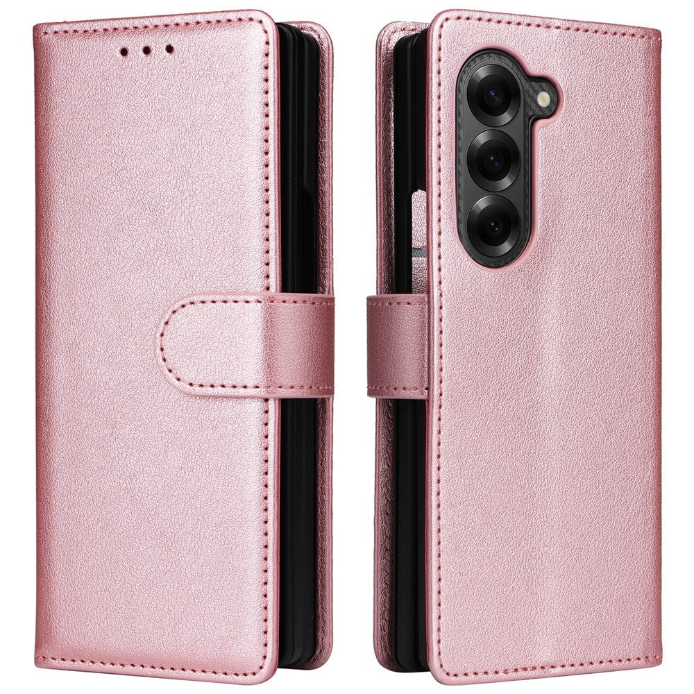 EIDERWOOD Samsung Galaxy Z Fold6 Konstläder Fodral m. Korthållare & Rem - Rosa