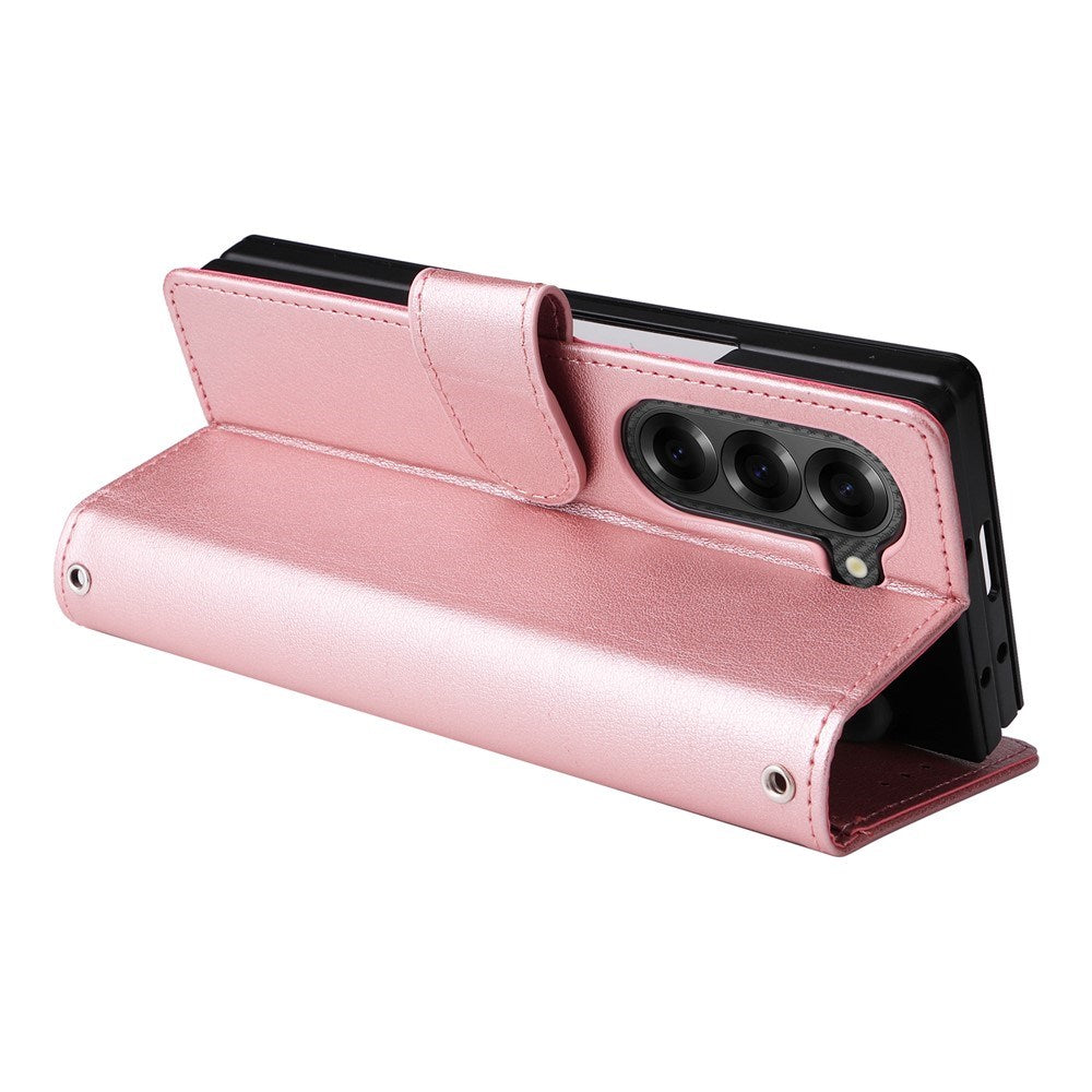 EIDERWOOD Samsung Galaxy Z Fold6 Konstläder Fodral m. Korthållare & Rem - Rosa