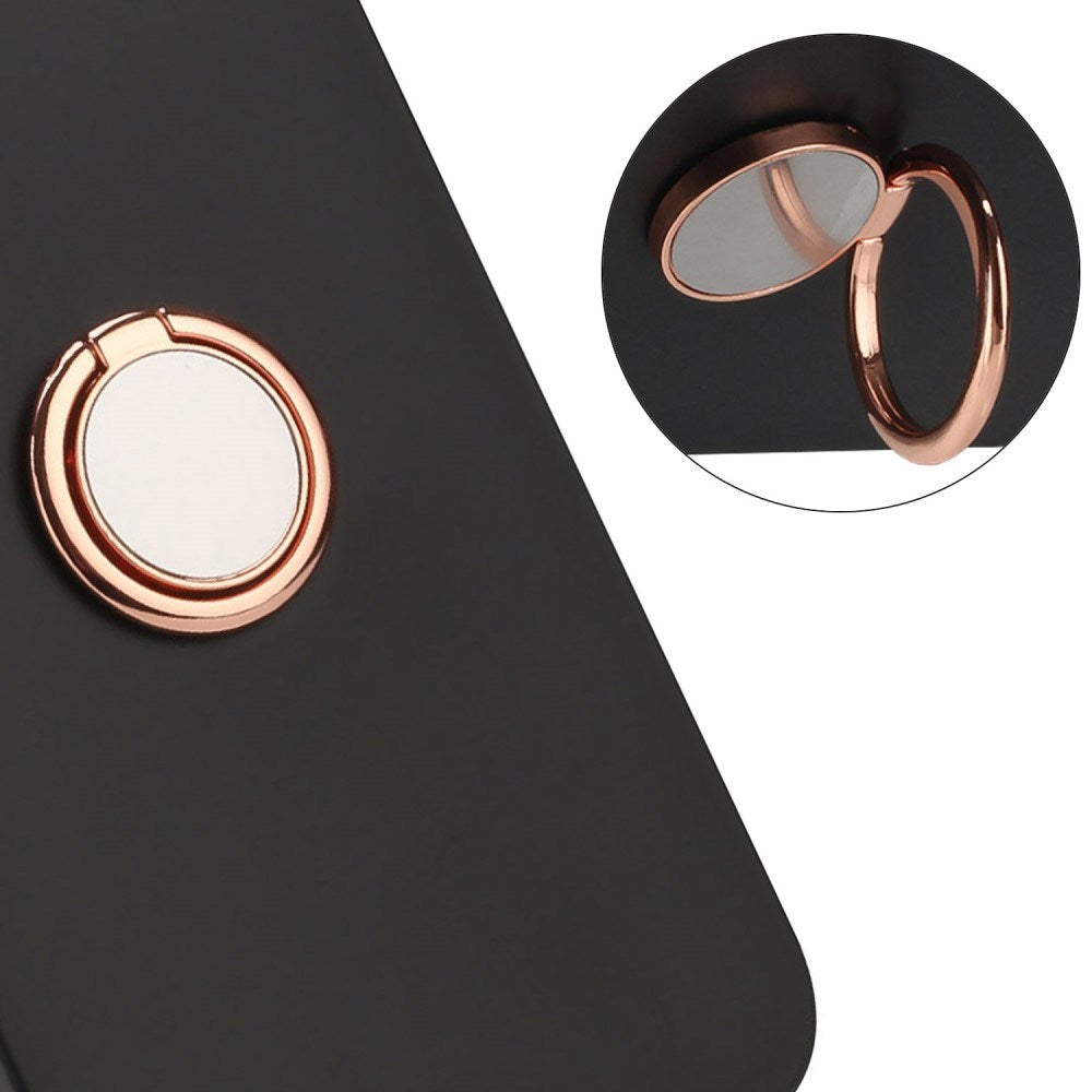 EIDERWOOD Samsung Galaxy A16 Flexibelt Plast Skal med Magnetiskt Ringstativ - Svart med Rose Gold Ring