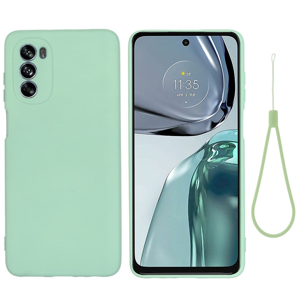 Motorola Moto G62 Silikon Skal med Rem - Grön