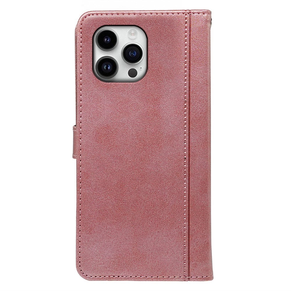 EIDERWOOD iPhone 16 Pro Kunst Skinn Flip Deksel med Lommebok og Stativfunksjon - Rose Gold