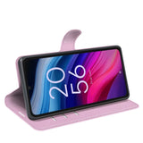 EIDERWOOD TCL 505 Litchi Konstläder Fodral med Plånbok & Stativfunktion - Rosa