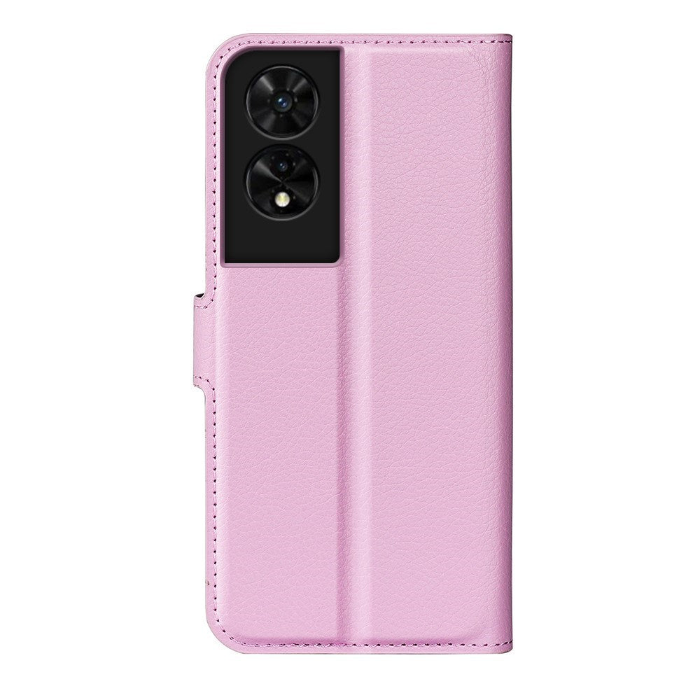 EIDERWOOD TCL 505 Litchi Konstläder Fodral med Plånbok & Stativfunktion - Rosa