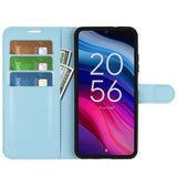 EIDERWOOD TCL 505 Litchi Konstläder Fodral med Plånbok & Stativfunktion - Blå