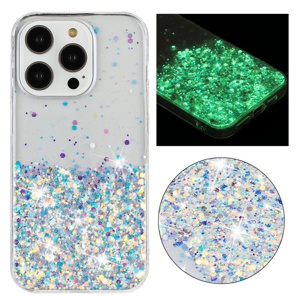 iPhone 16 Pro Max EIDERWOOD Flexibelt Plast Glitter Skal – Genomskinlig / Vit