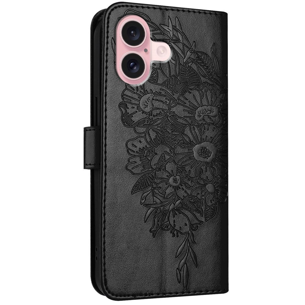 EIDERWOOD iPhone 16 Plus Konstläder Fodral med Fjärilstryck - Svart