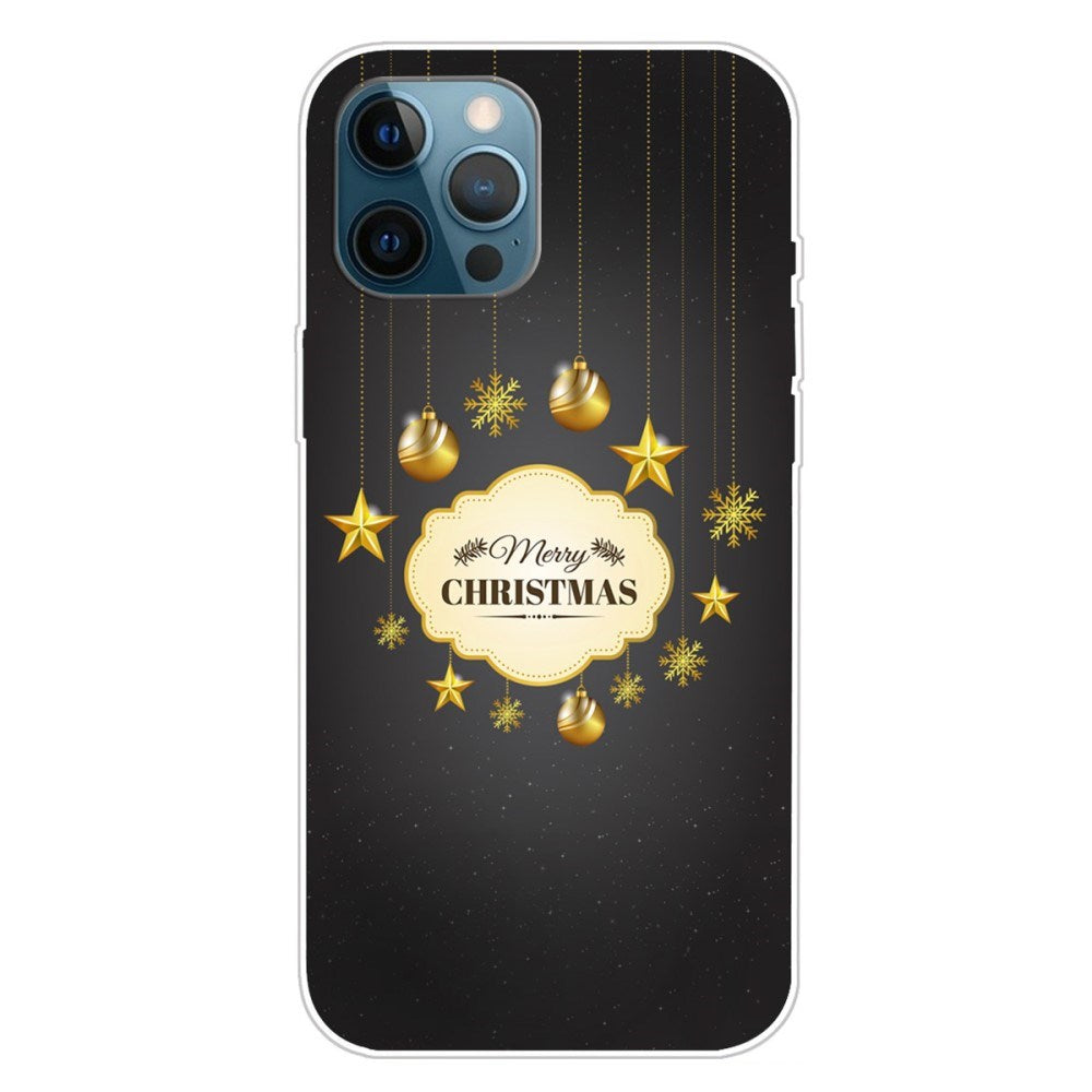 iPhone 16 Pro Flexibel Plast Jule Skal - Merry Christmas - Guld Dekorationer