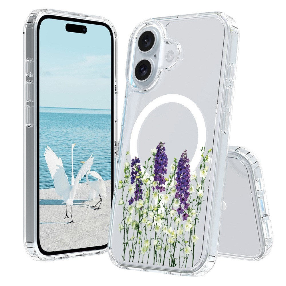 EIDERWOOD iPhone 16 Hybrid Plast Skal - MagSafe Kompatibel - Lavendel Blommor