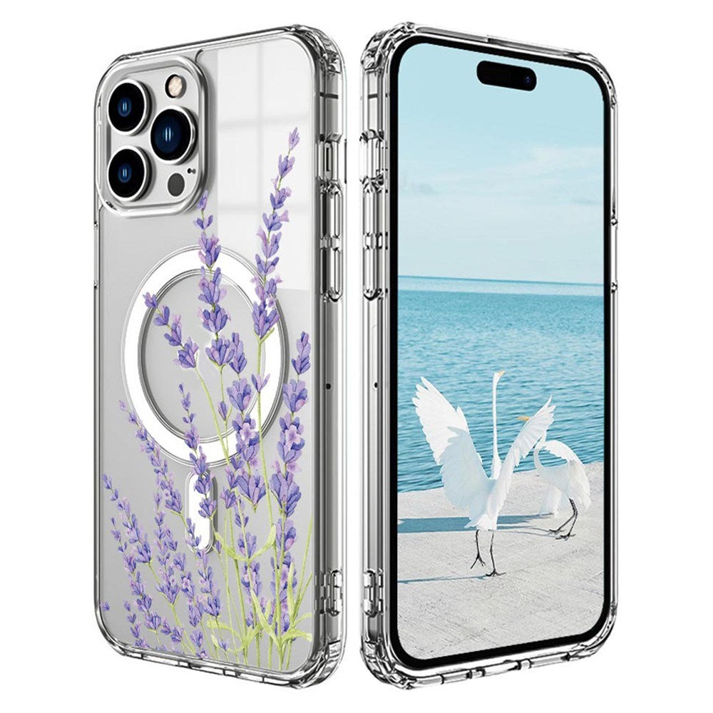 EIDERWOOD iPhone 16 Pro Hybrid Plast Skal - MagSafe Kompatibel - Lavendel Blommor