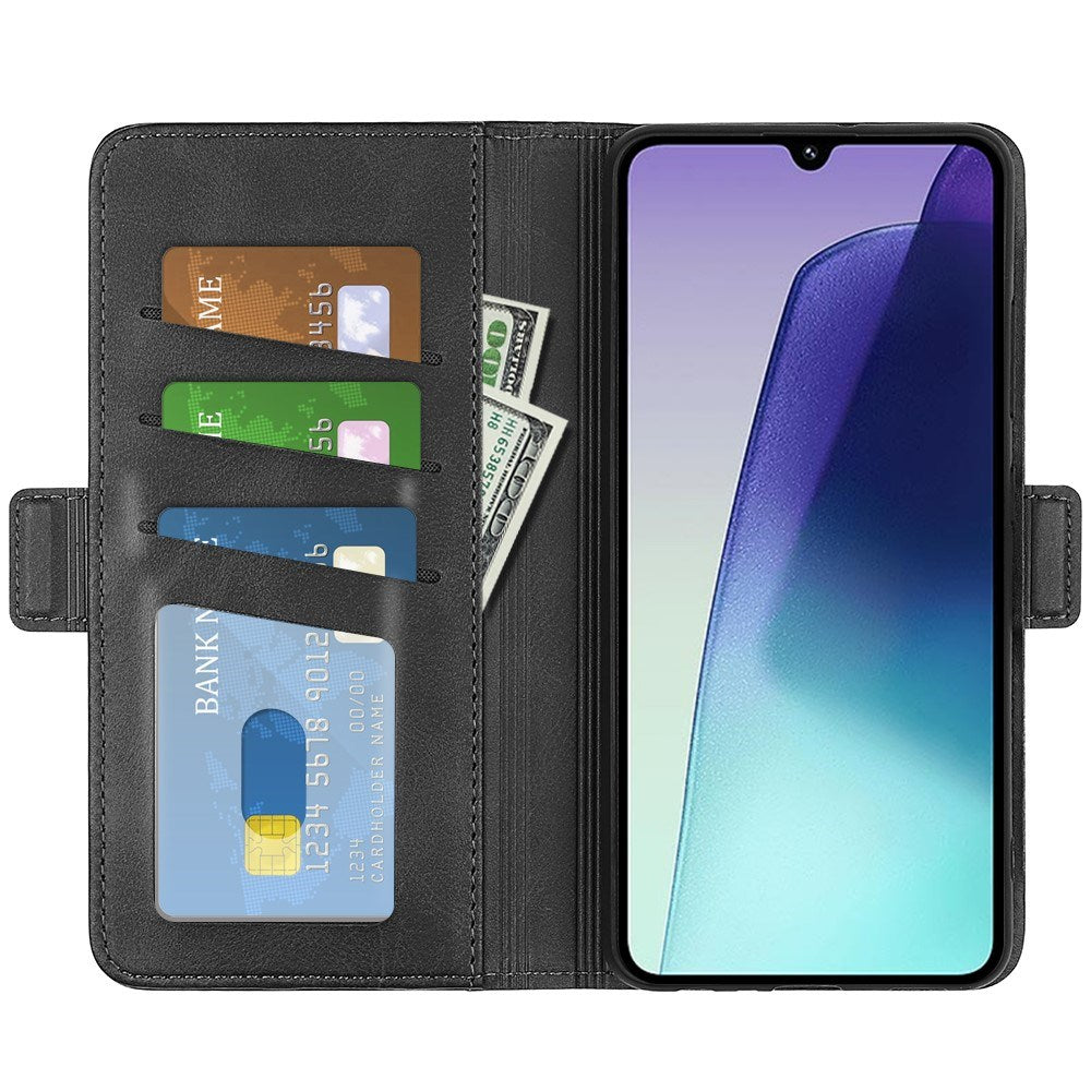 EIDERWOOD Xiaomi Redmi 14C / Poco C75 Konstläder Flip Fodral med Korthållare & Ställfunktion - Svart