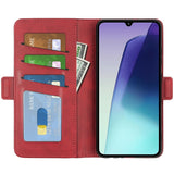 EIDERWOOD Xiaomi Redmi 14C / Poco C75 Konstläder Flip Fodral med Korthållare & Ställfunktion - Röd