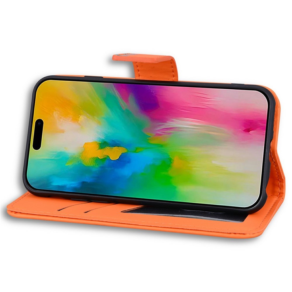 iPhone 16 Pro Konstläder Fodral m. Figur - Orange