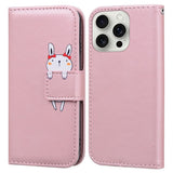 iPhone 16 Pro Konstläder Fodral m. Figur - Rosa