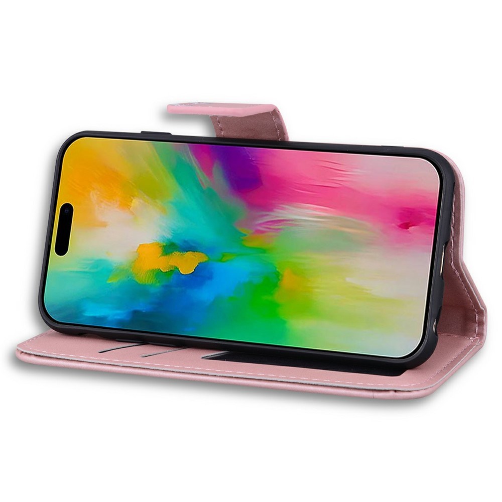 iPhone 16 Pro Konstläder Fodral m. Figur - Rosa