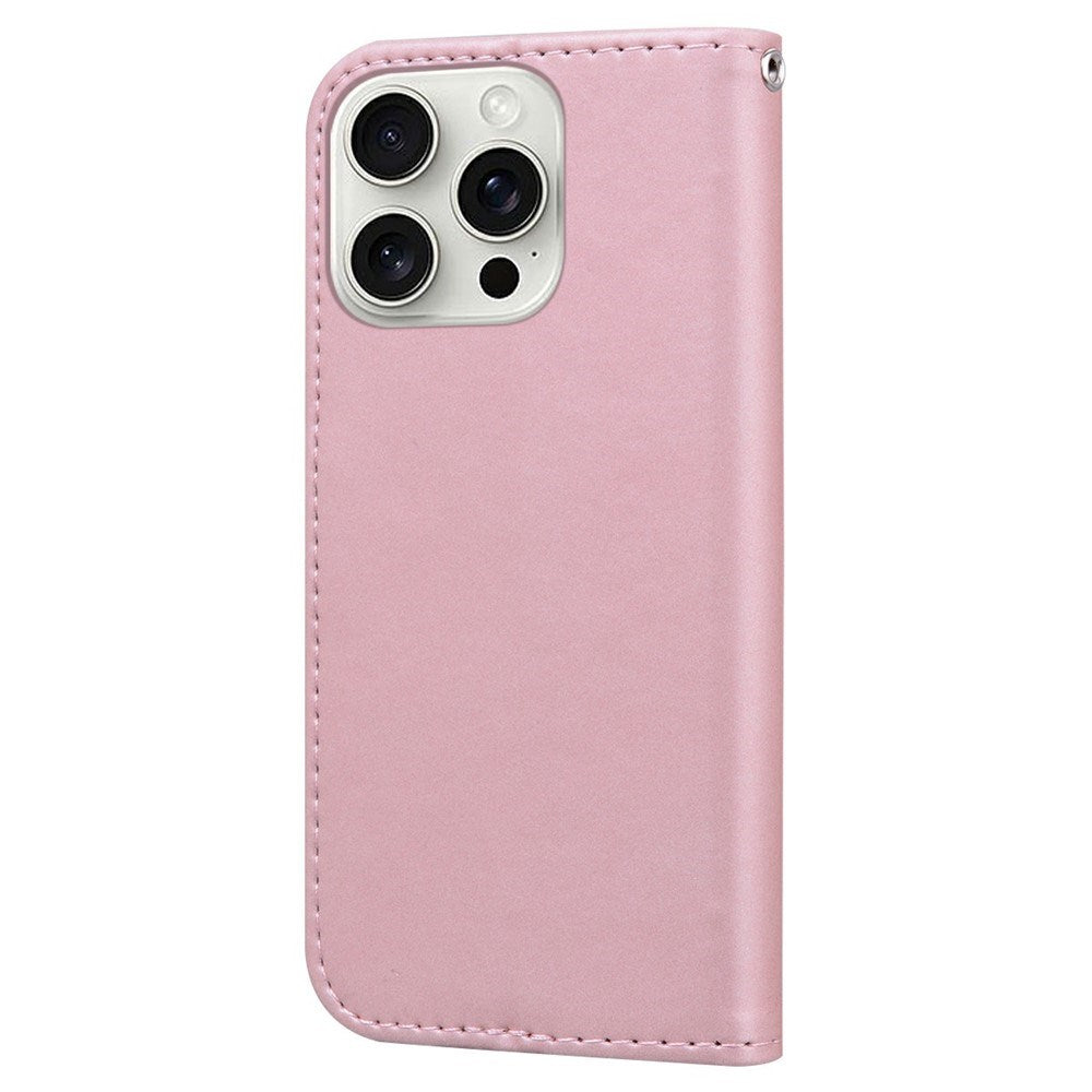 iPhone 16 Pro Konstläder Fodral m. Figur - Rosa