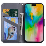 iPhone 16 Pro Konstläder Fodral m. Figur - Grå