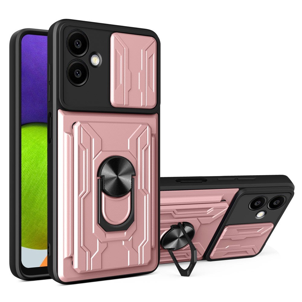 EIDERWOOD Samsung Galaxy A06 Magnetisk Handverk Skal med Kickstand - Cam Slider - Korthållare - Svart / Rosa