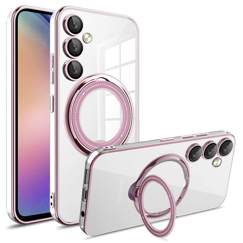 EIDERWOOD Samsung Galaxy A16 (4G/5G) Flexibelt Plast Skal m. Kickstand - MagSafe Kompatibelt - Transparent/Rosa