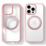 TORRAS iPhone 16 Pro Hybrid Plast Skal m. Roterbar Kickstand Ring - MagSafe Kompatibel - Transparent / Rosa