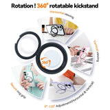 TORRAS iPhone 16 Hybrid Plast Skal m. Roterbar Kickstand Ring - MagSafe Kompatibel - Transparent / Svart