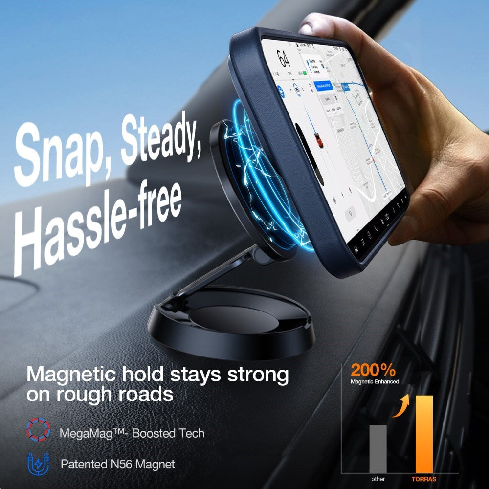 TORRAS iPhone 16 Pro Hybrid Skal m. Ställfunktion - MagSafe Kompatibel - Blå