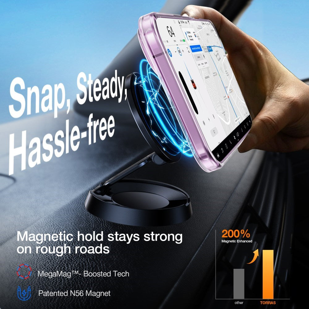 TORRAS iPhone 16 Hybrid Skal m. Ställfunktion - MagSafe Kompatibel - Genomskinlig