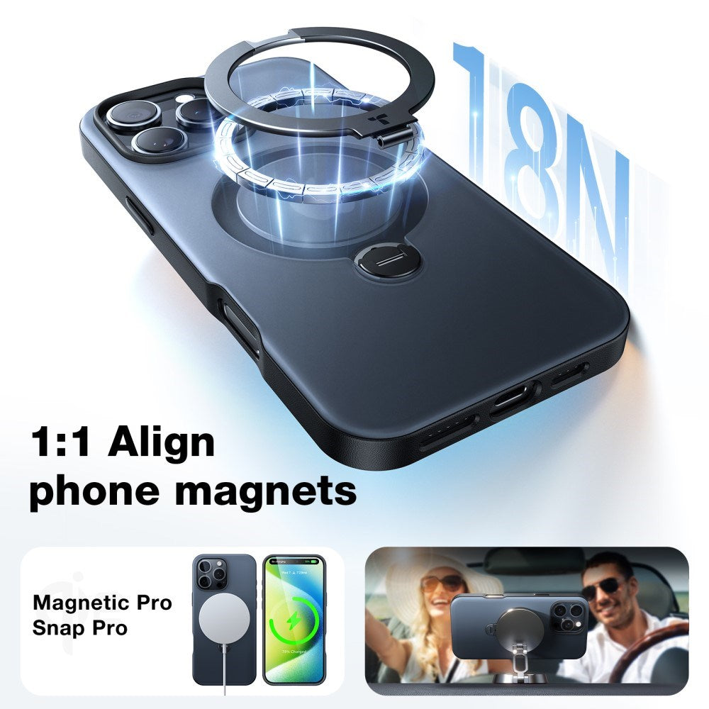 TORRAS iPhone 16 Pro Flexibelt Plast Skal m. Ställfunktion - MagSafe Kompatibel - Svart