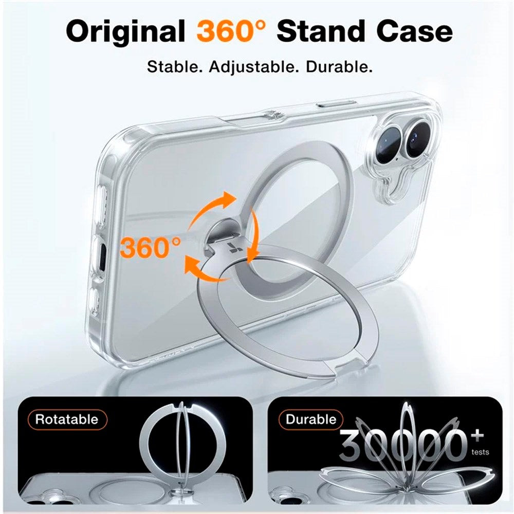 TORRAS iPhone 16 Flexibelt Plast Skal m. Ställfunktion - MagSafe Kompatibel - Genomskinlig