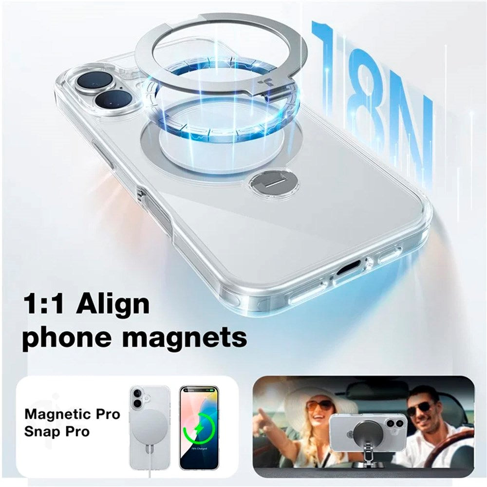 TORRAS iPhone 16 Flexibelt Plast Skal m. Ställfunktion - MagSafe Kompatibel - Genomskinlig