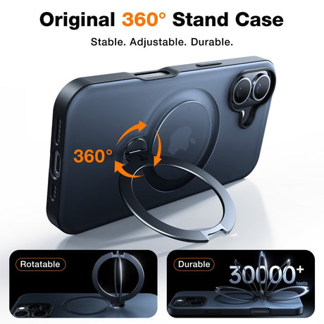 TORRAS iPhone 16 Flexibelt Plast Skal m. Ställfunktion - MagSafe Kompatibel - Svart