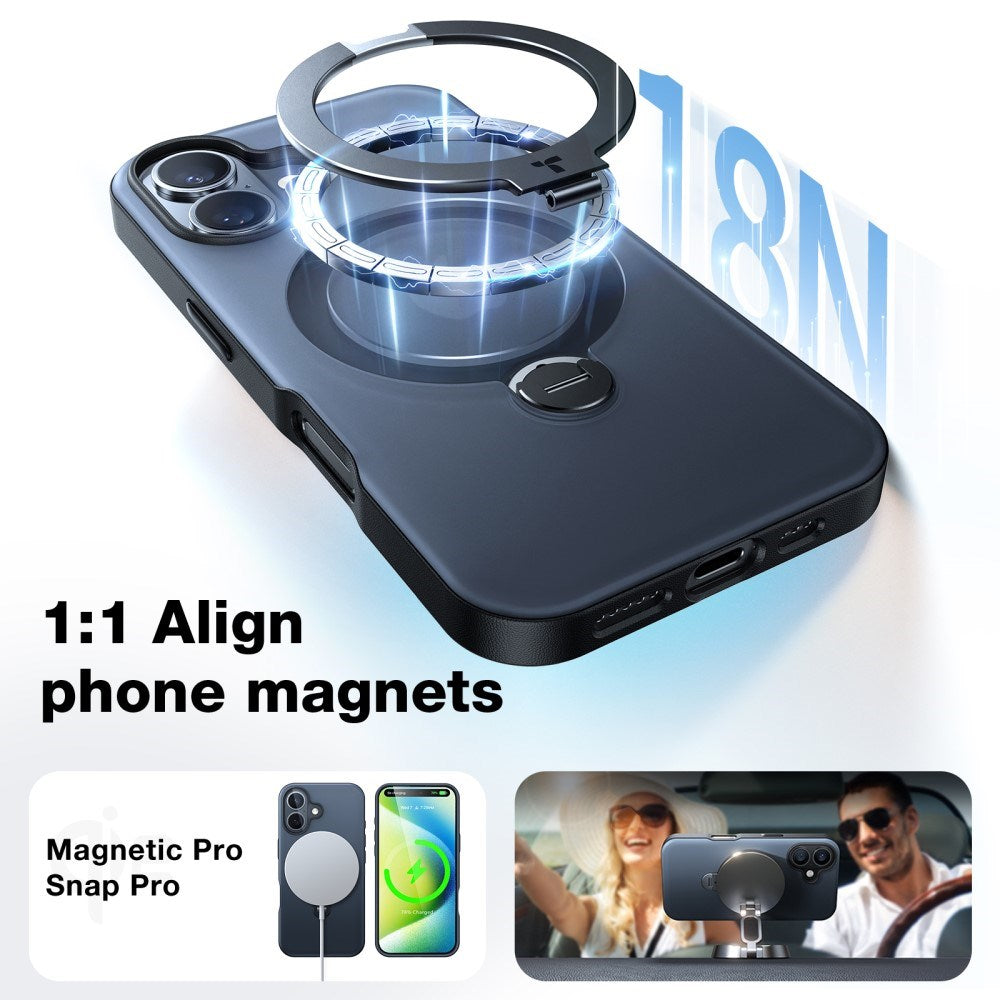 TORRAS iPhone 16 Flexibelt Plast Skal m. Ställfunktion - MagSafe Kompatibel - Svart