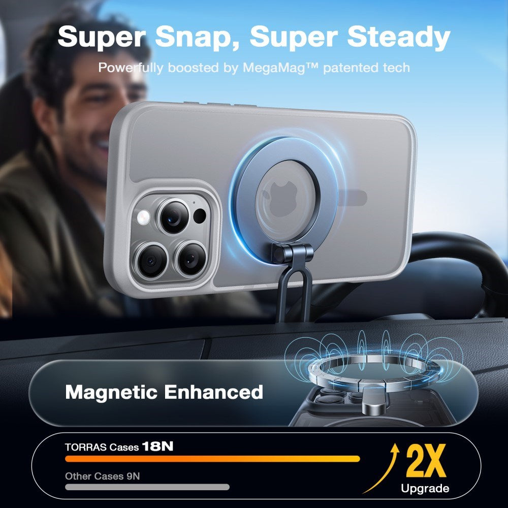 TORRAS iPhone 16 Pro Hybrid Skal - MagSafe Kompatibel - Grå