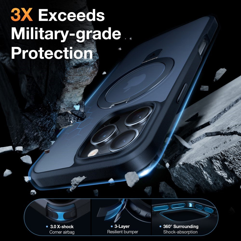 TORRAS iPhone 16 Pro Max Guardian Ostand Series Skal m. Ställ - MagSafe Kompatibel - Svart
